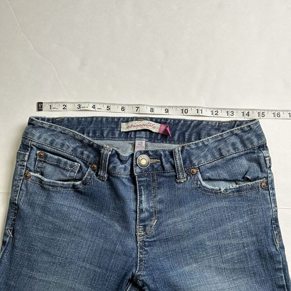 Women’s Aeropostale Hailey Skinny Flare Size 7/8 Short Blue Jeans - Picture 6 of 8